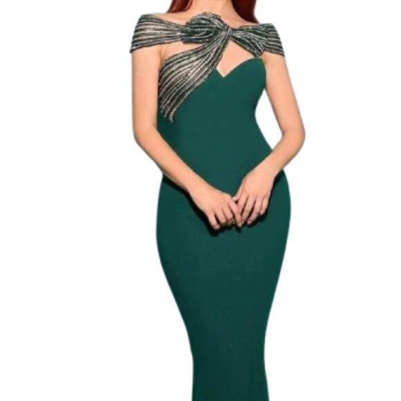 tarik ediz emerald green dress Tarik Ediz 51144 Dress